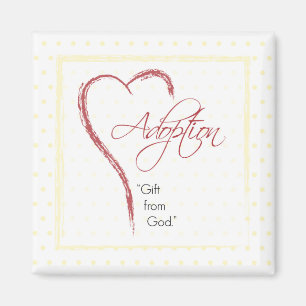 Adoption, Religious, Yellow Dots with Red Heart Magnet