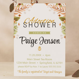 Adoption Shower Green and Brown Botanicals Invitation