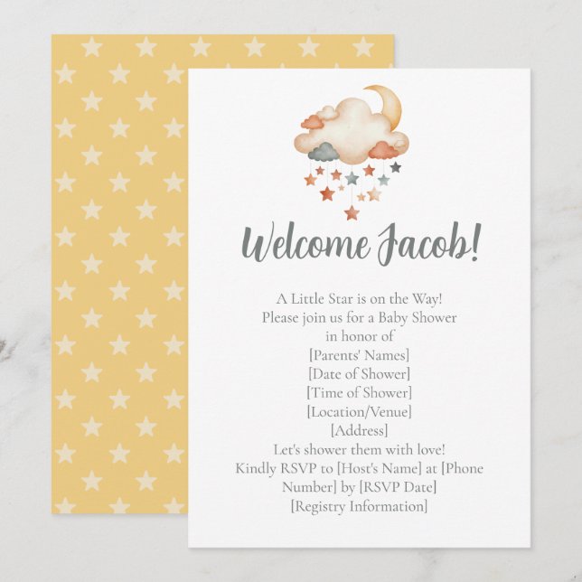 Adoption Shower Invitation – Dreamy Star Welcome (Front/Back)