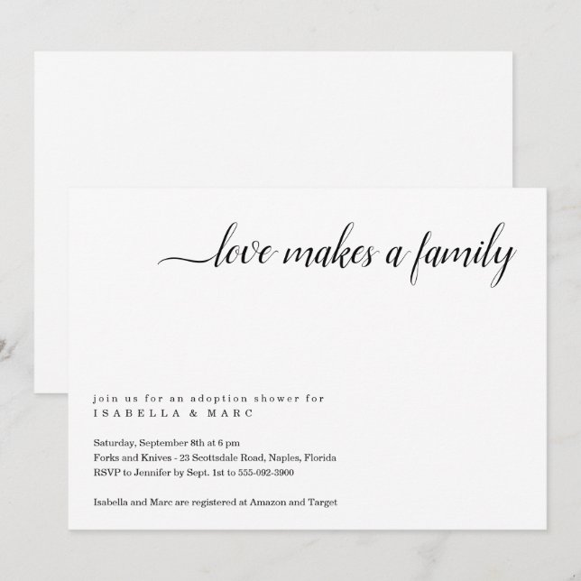 Adoption Shower Invitation (for baby or toddler) (Front/Back)