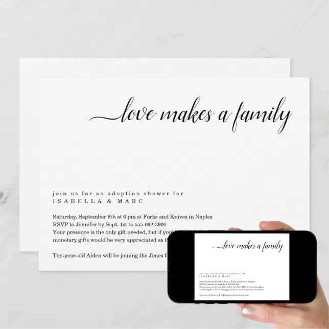 Adoption Shower Invitation (for Older Child) Zazzle