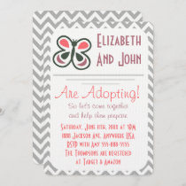 Adoption Shower Modern Pink Chevron Butterfly Invitation