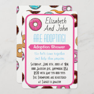 Adoption Shower Modern Pink Donut Party Invitation