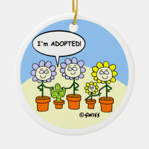 Adoption Theme Cute Cartoon Personalized Ceramic Ornament