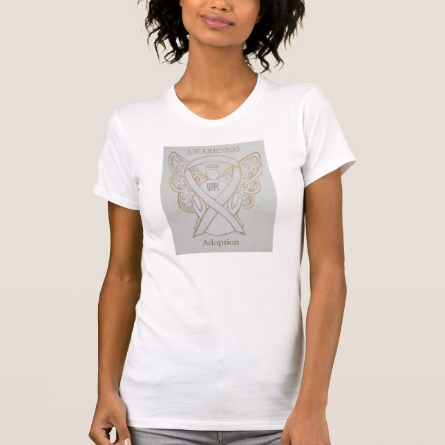 Adoption White Awareness Ribbon Angel Shirt (Front)