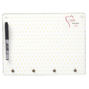 Adoption, Yellow Dots with Red Heart Dry Erase Board With Keychain Holder