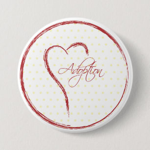 Adoption, Yellow Dots with Red Heart Pinback Button