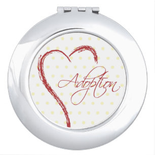 Adoption, Yellow Dots with Red Heart Vanity Mirror