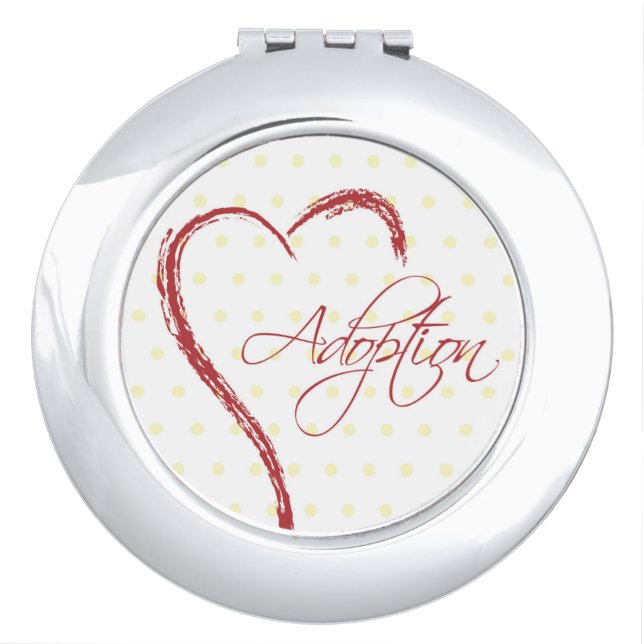 Adoption, Yellow Dots with Red Heart Vanity Mirror (Front)