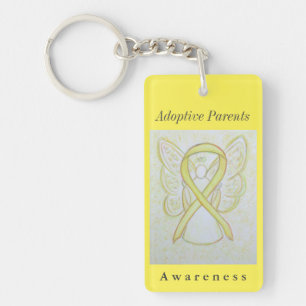 Adoptive Parents Awareness Ribbon Angel Keychain