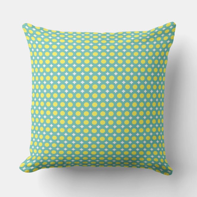 Adorabel cute modern trendy pattern blue yellow throw pillow (Front)