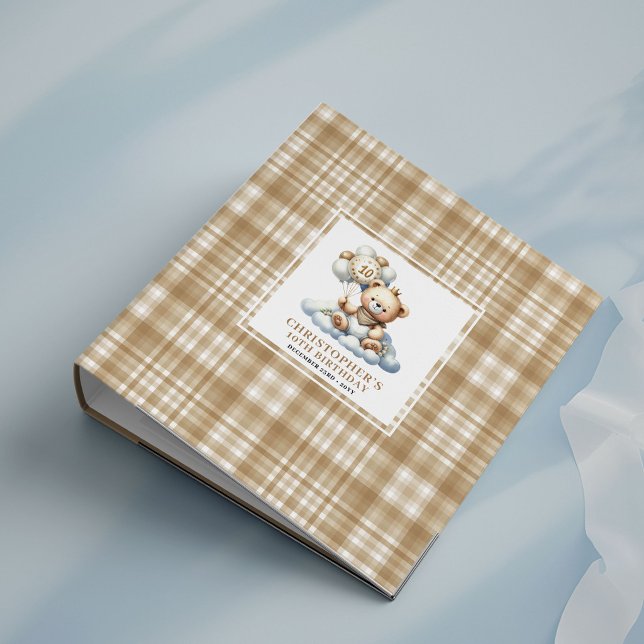 Adorable 10th Birthday Teddy Bear Gold Memory   3 Ring Binder (Adorable 10 Birthday Teddy Bear Gold Memory Album
)