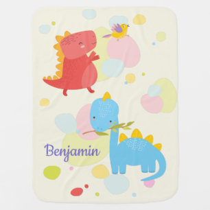Adorable 2 Dinosaurs Baby Blanket