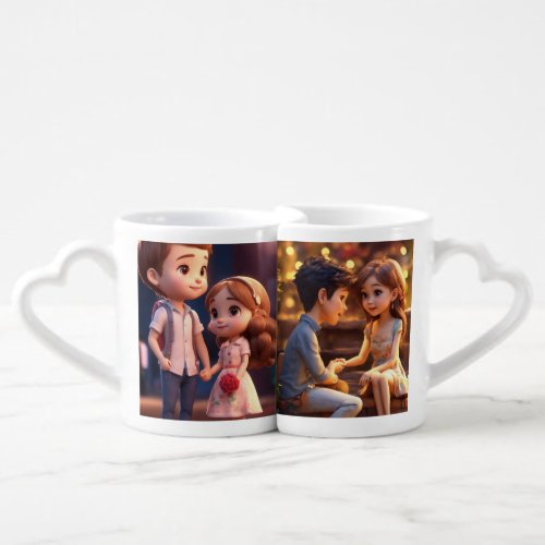 Adorable 3D Animated wedding Couples Mug Set