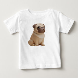 Adorable 3D Stylized Pug Dog Character Baby T-Shirt