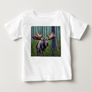 Adorable Abstract Little Moose Baby T-Shirt