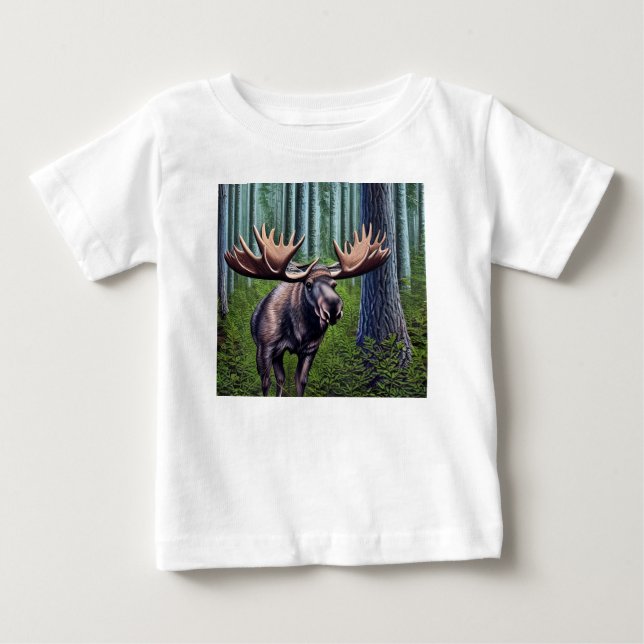 Adorable Abstract Little Moose Baby T-Shirt (Front)