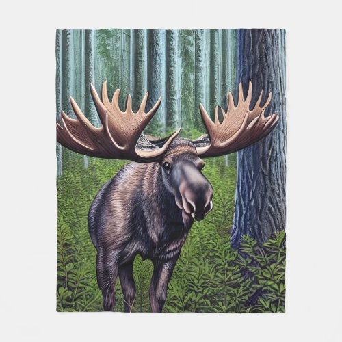 Adorable Abstract Little Moose Fleece Blanket