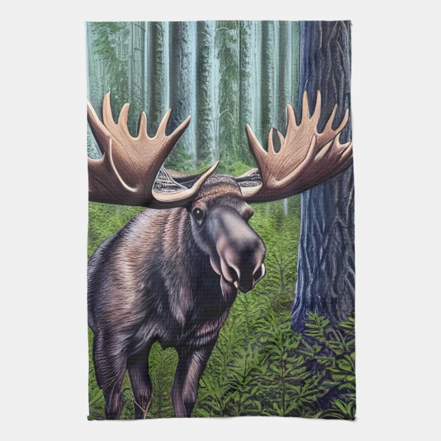 Adorable Abstract Little Moose Kitchen Towel (Vertical)