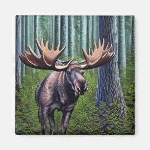 Adorable Abstract Little Moose Magnet
