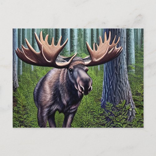 Adorable Abstract Little Moose Postcard