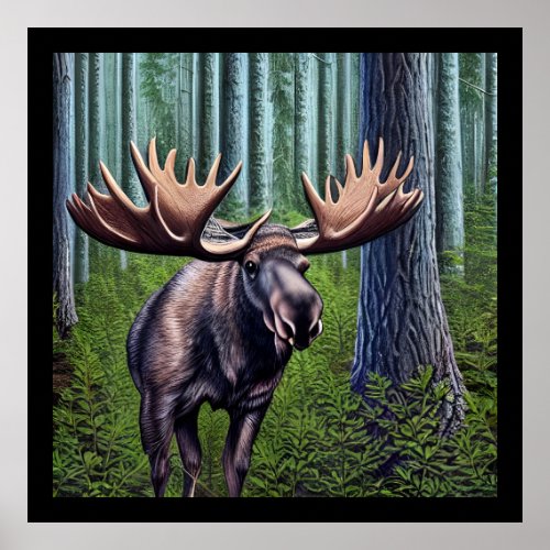 Adorable Abstract Little Moose Poster