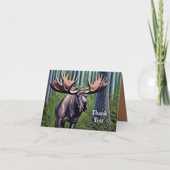 Adorable Abstract Little Moose Thank You Card (Front)