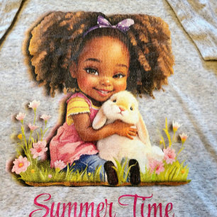 Adorable African-American Girl With Pet Bunny Tri-Blend Shirt