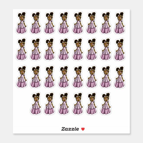 Adorable African American Princess Sticker
