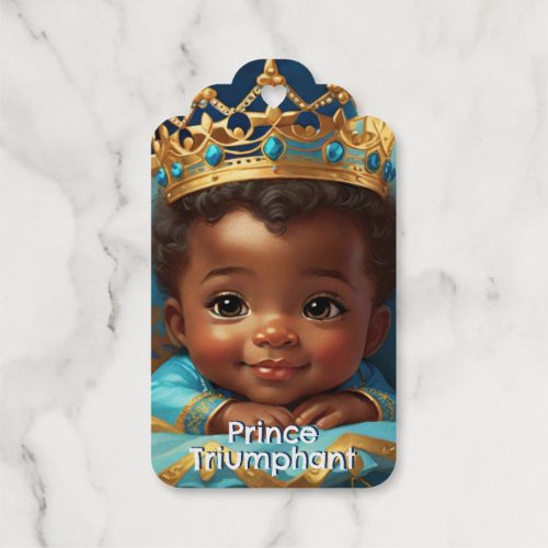 Adorable African Prince Royal Baby ShowerBirthday Foil Gift Tags