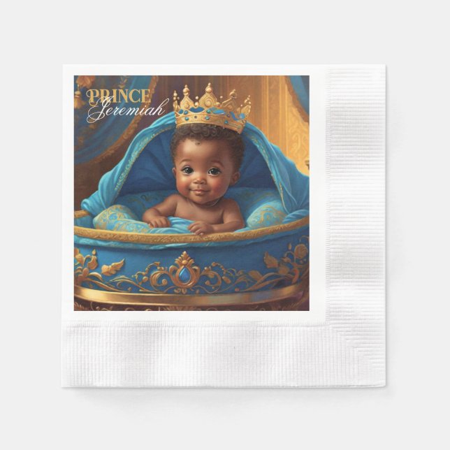 Adorable African Prince Royal Baby Shower/Birthday Napkins (Front)