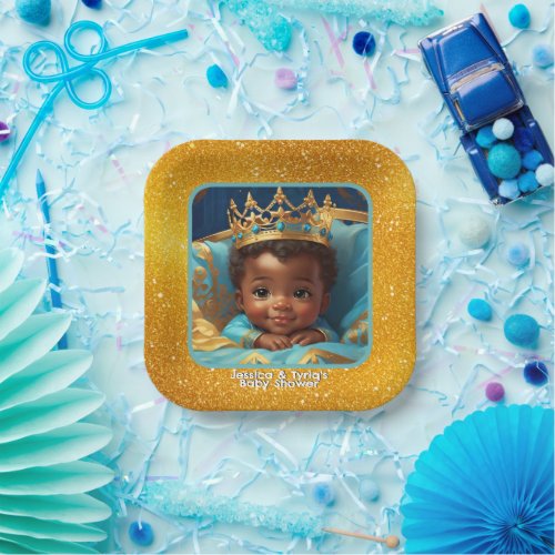 Adorable African Prince Royal Baby ShowerBirthday Paper Plates