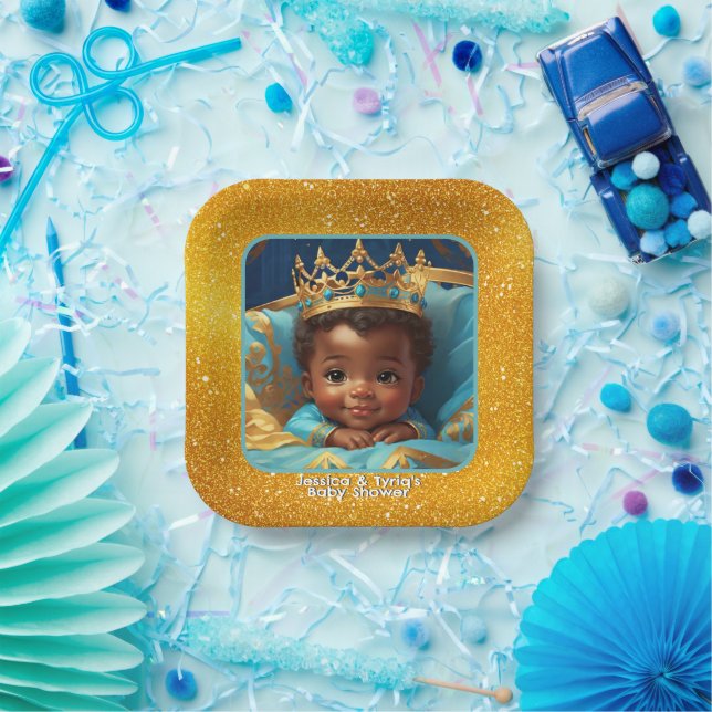 Adorable African Prince Royal Baby Shower/Birthday Paper Plates (Party)