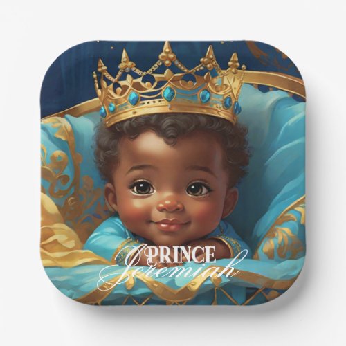 Adorable African Prince Royal Baby ShowerBirthday Paper Plates