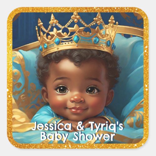 Adorable African Prince Royal Baby ShowerBirthday Square Sticker