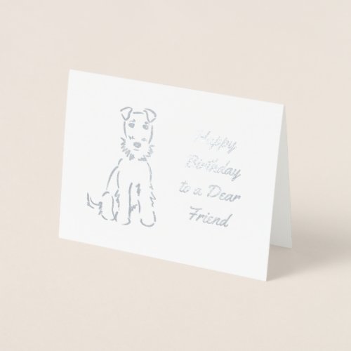 Adorable Airedale Terrier Sketch on Customizable Foil Card