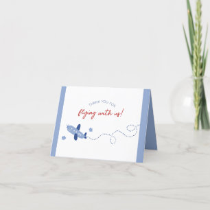 Adorable Airplane How Time Flies Birthday Party Letterpress Thank You Card