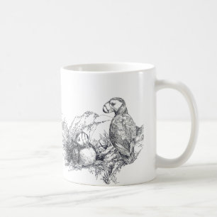 Adorable Alaska Puffins B & W Coffee Cup Mug