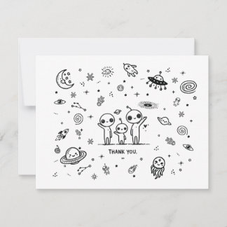 Adorable Alien Space Baby Shower Thank You Card