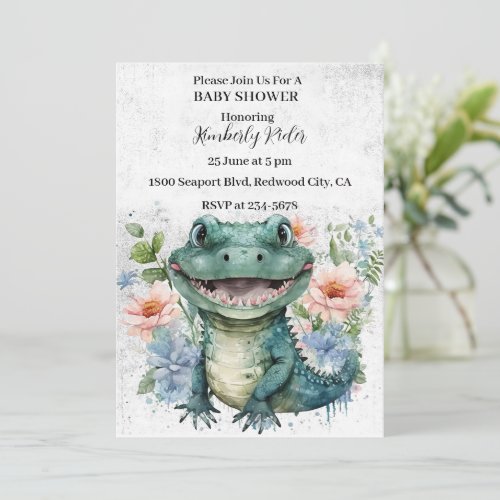 Adorable Alligator Baby Shower Invitation