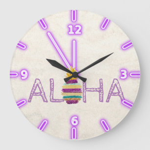 Adorable Aloha Hawaiian Glitter Pineapple Large Clock