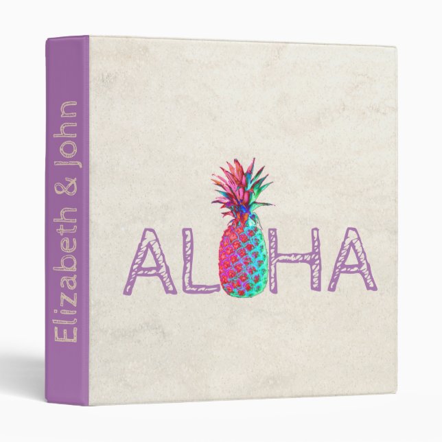 Adorable Aloha Hawaiian Pineapple 3 Ring Binder (Front/Spine)