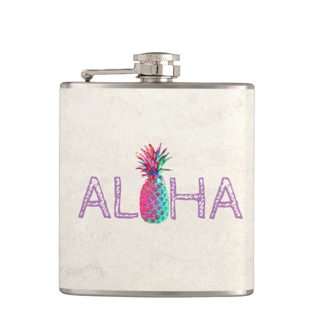 Adorable Aloha Hawaiian Pineapple Flask (Front)