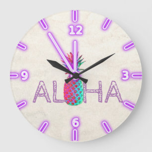 Adorable Aloha Hawaiian Pineapple Large Clock