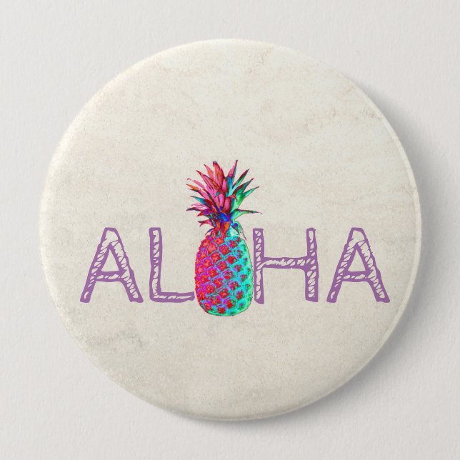 Adorable Aloha Hawaiian Pineapple Pinback Button (Front)