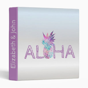 Adorable Aloha Hawaiian Pineapple, Silver 3 Ring Binder