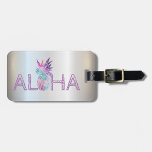 Adorable Aloha Hawaiian Pineapple, Silver Luggage Tag