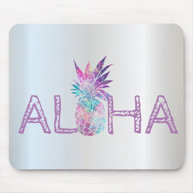 Adorable Aloha Hawaiian Pineapple, Silver Mouse Pad (Front)