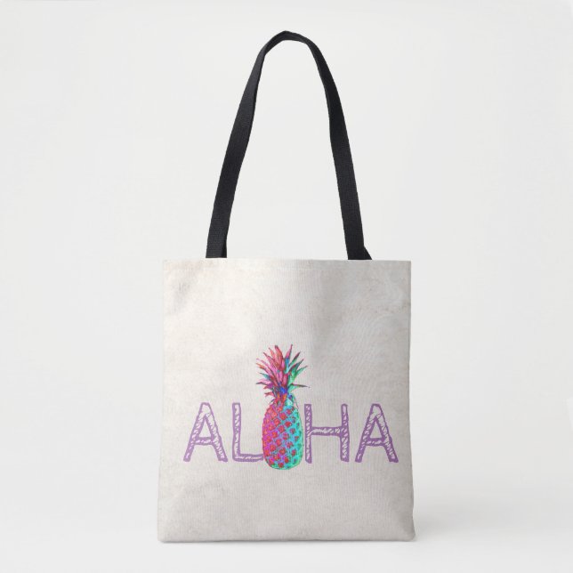 Adorable Aloha Hawaiian Pineapple Tote Bag (Front)