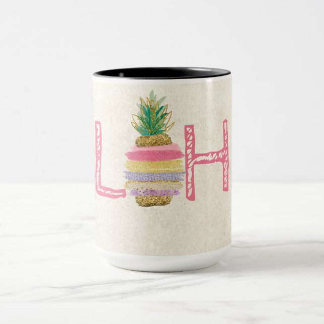 Adorable Aloha Hawaiian Striped Pineapple   Mug (Center)